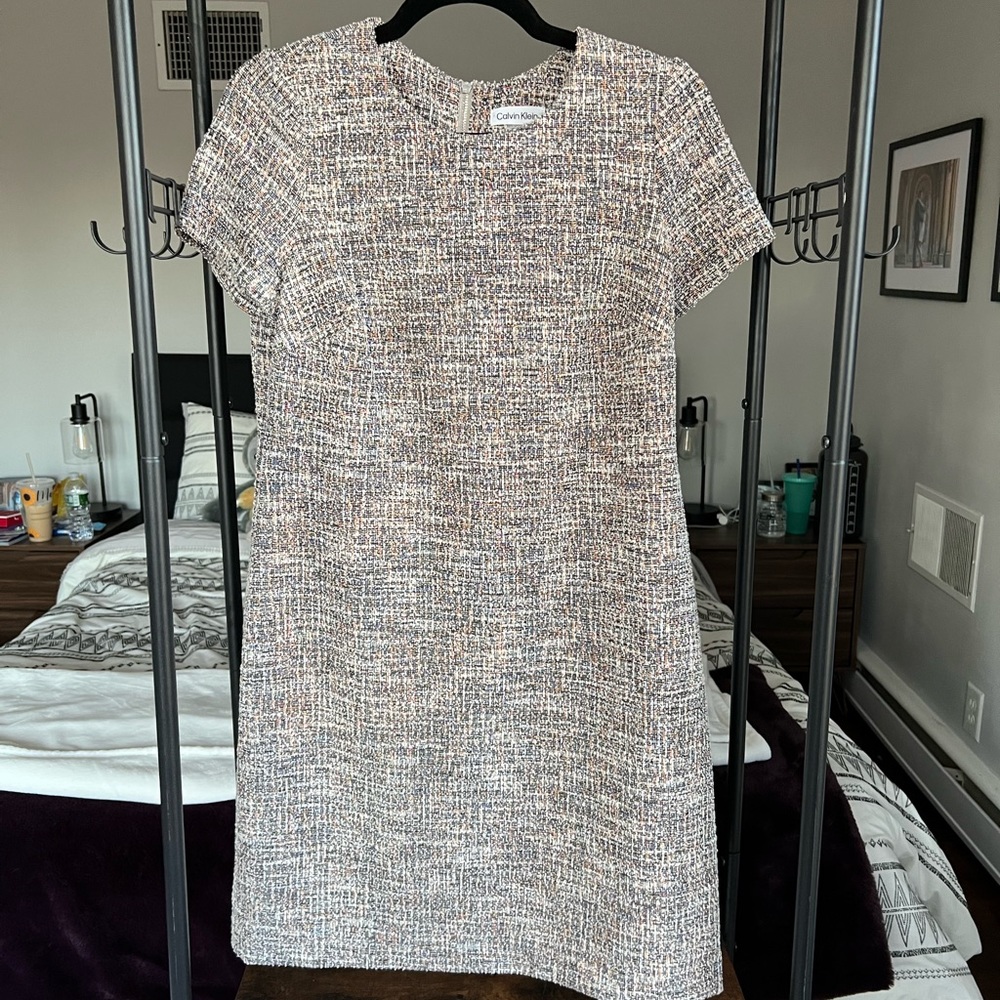 Calvin Klein short sleeve tweed dress